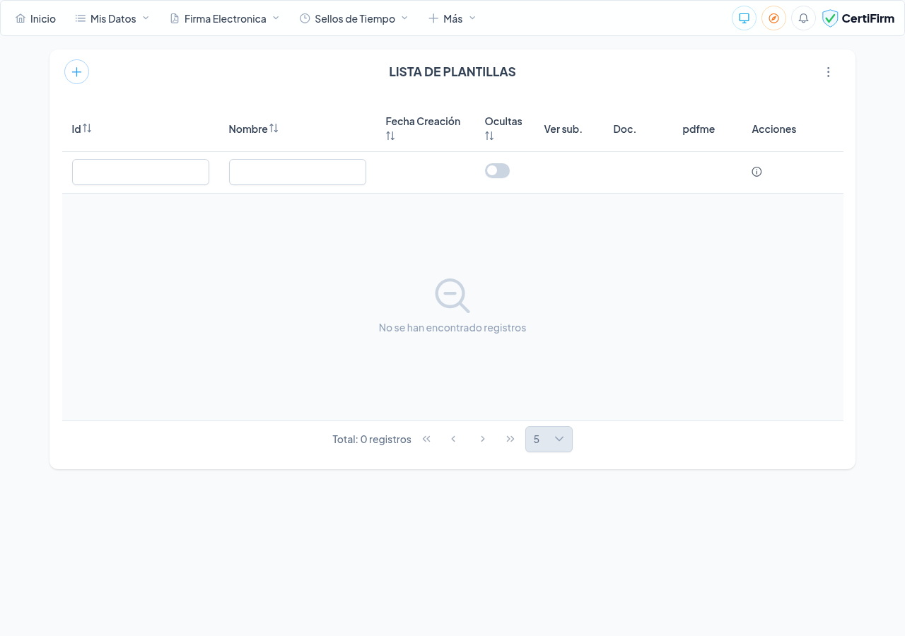 Listado de plantillas de documentos reutilizables